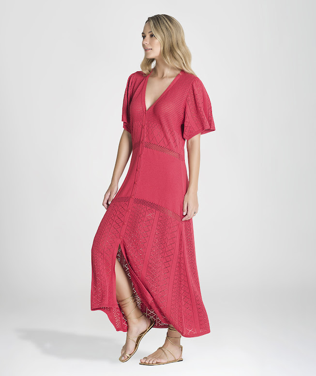 Vestido Comprido Perfurado C/ Botões - Image 2