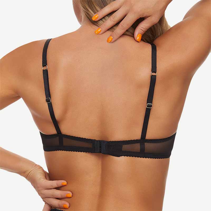 Breathable Unlined Sheer Bra with Underwire Support, Black - Image 6