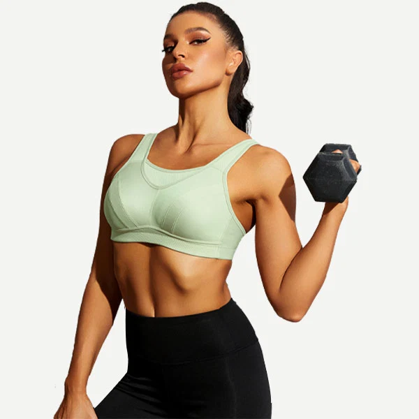 Wireless Sports Non-Padded Bra Bounce Control, Green - Image 5