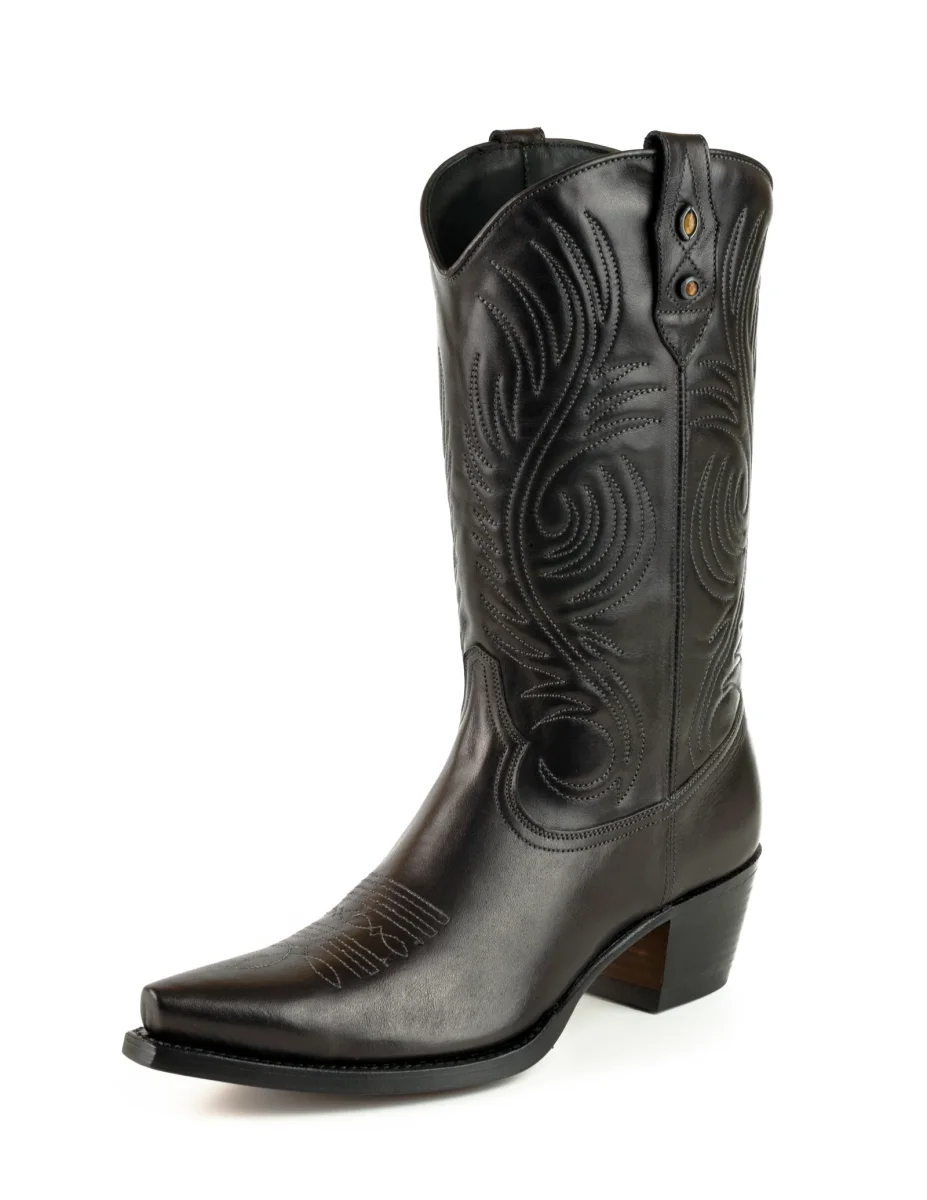 Botas Cowboy de Mulher Artesanais Couro Preto 2536 Texanas - Image 3