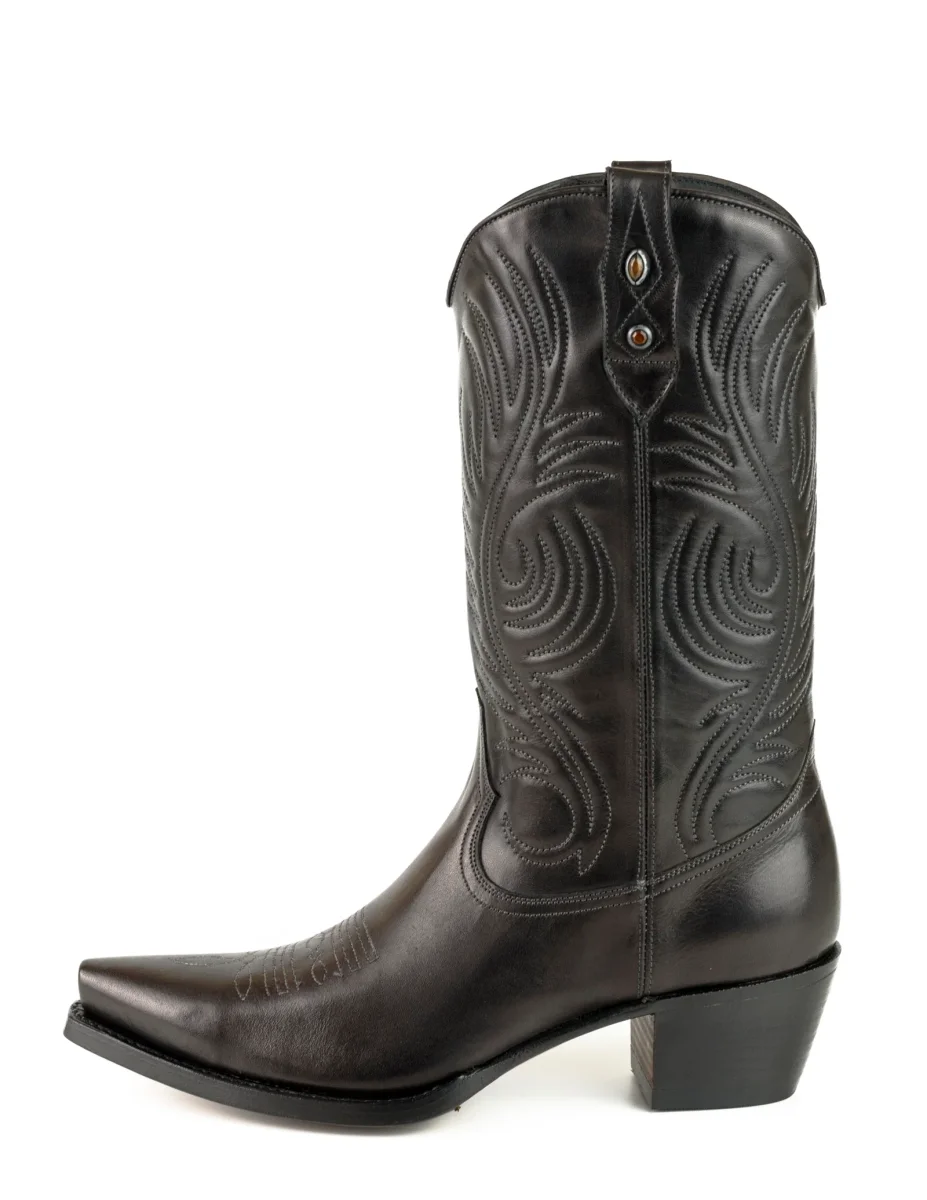 Botas Cowboy de Mulher Artesanais Couro Preto 2536 Texanas - Image 2