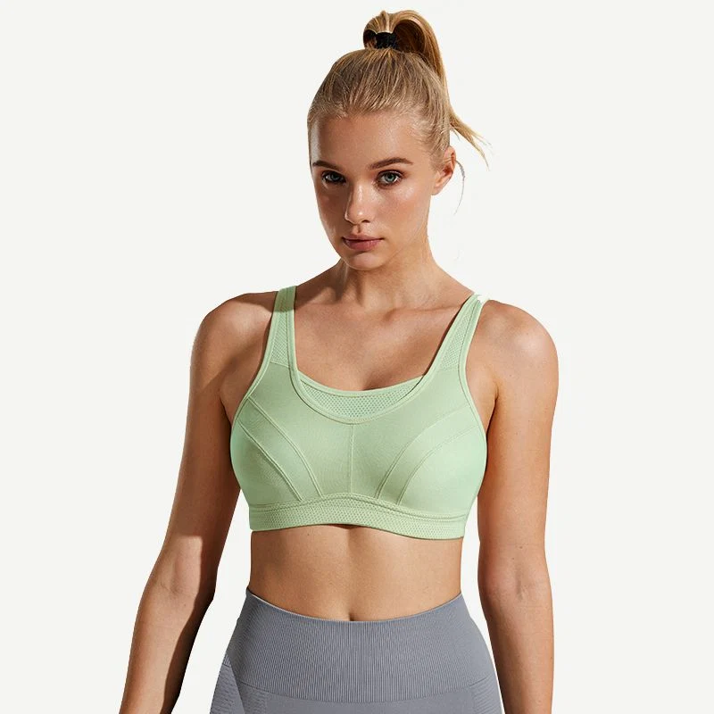 Wireless Sports Non-Padded Bra Bounce Control, Green - Image 2