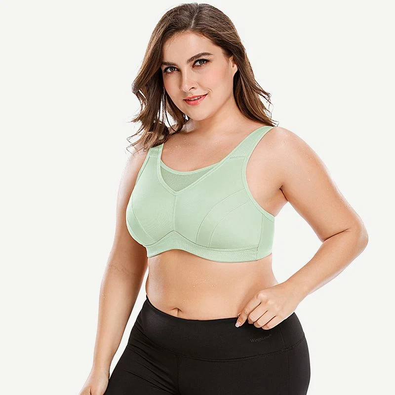 Wireless Sports Non-Padded Bra Bounce Control, Green - Image 7